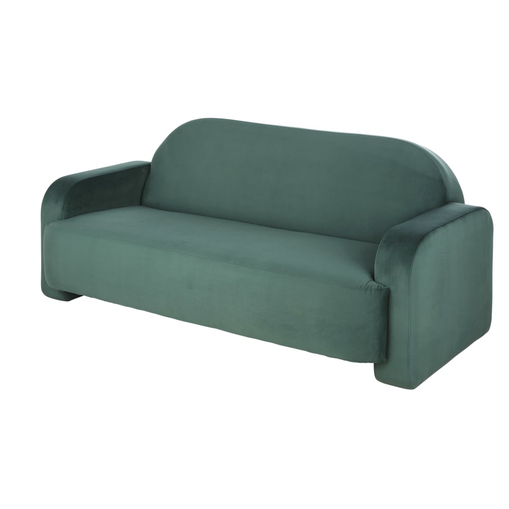 Canapé professionnel 3 places en velours vert - Maisons du Monde