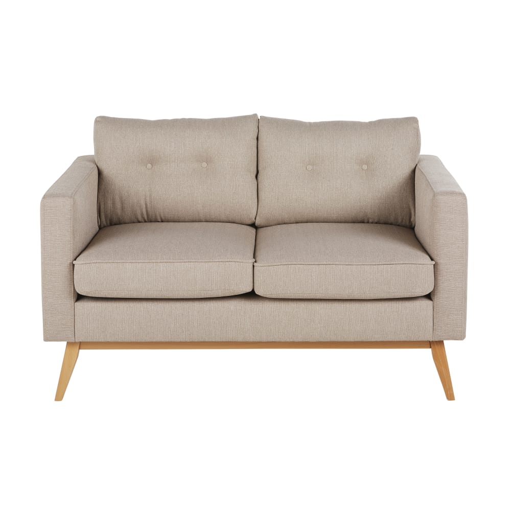 Canapé style scandinave 2 places beige chiné