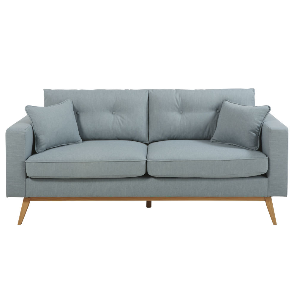 Canapé style scandinave 3/4 places bleu glacier