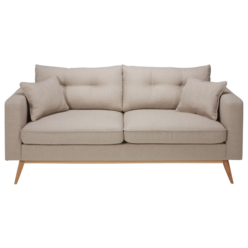 Canapé style scandinave 3 places beige aspect chiné