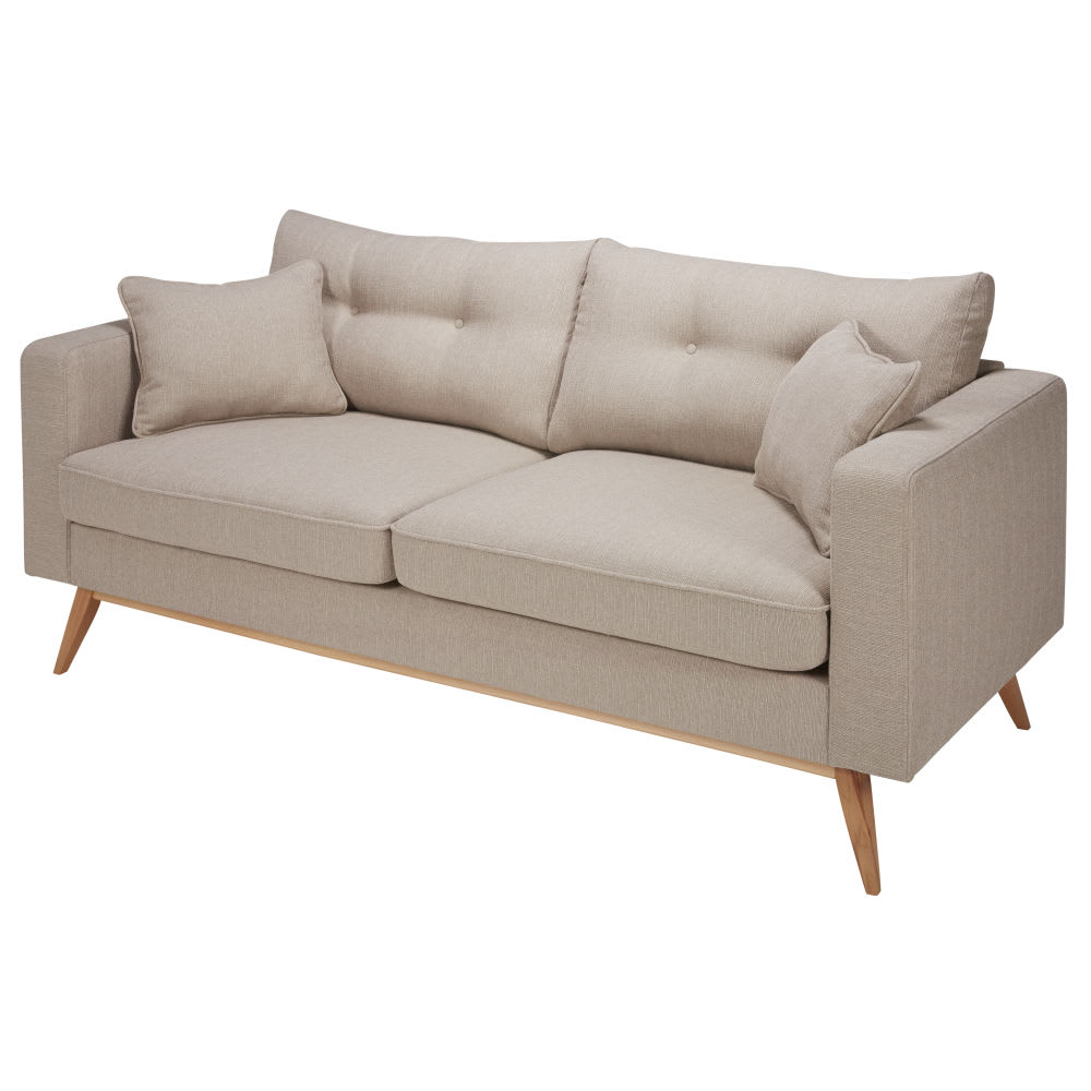 Canapé style scandinave 3 places beige aspect chiné