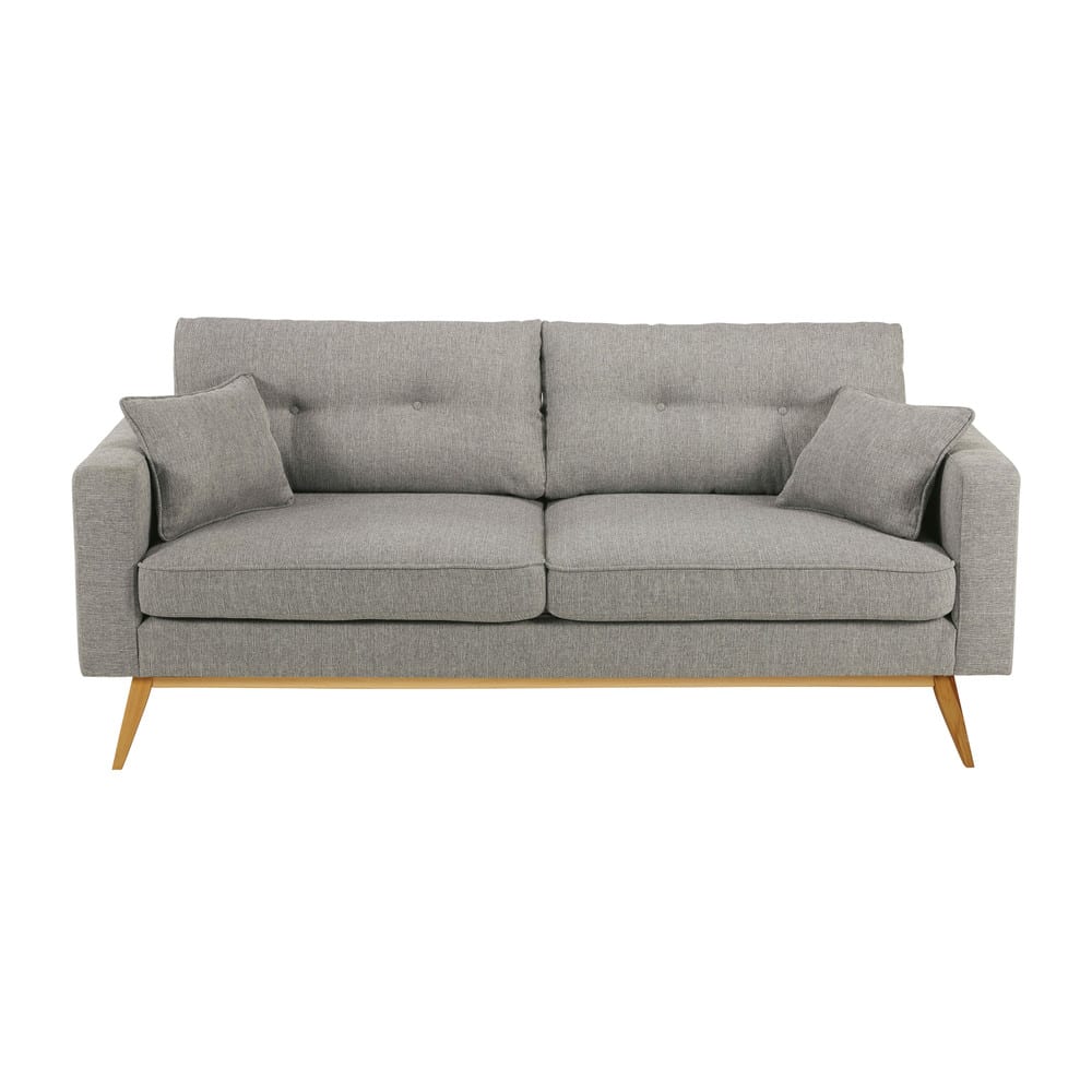 Canapé style scandinave 3 places gris clair