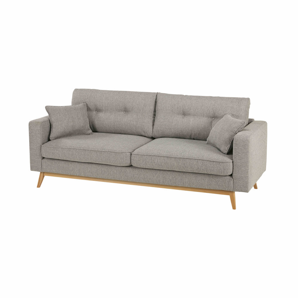 Canapé style scandinave 3 places gris clair