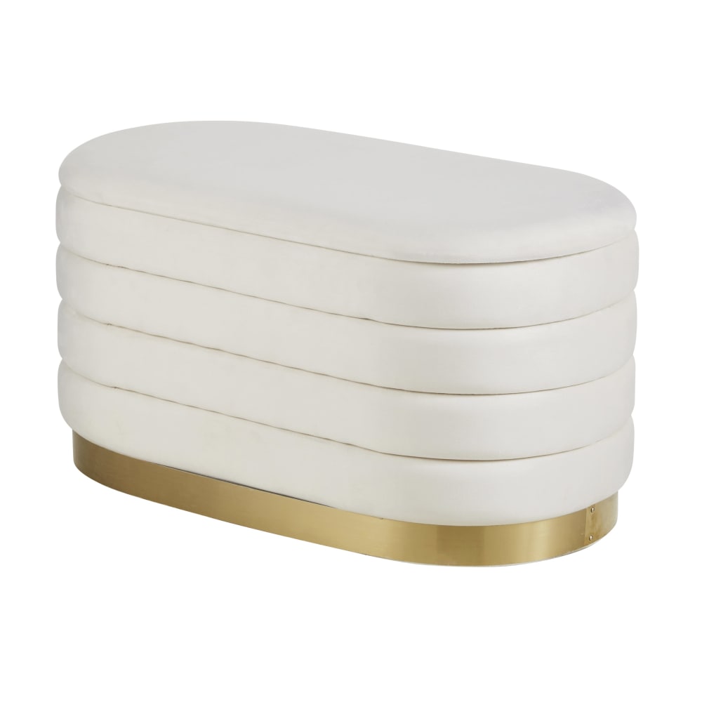 Cassettone pouf in velluto bianco e oro - Maisons du Monde