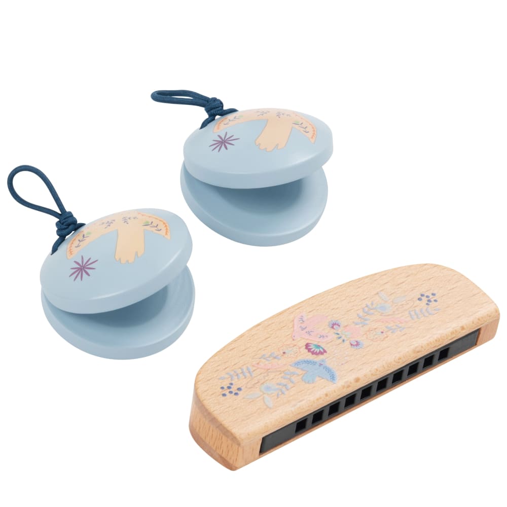 Castagnettes et harmonica enfant en bois de schima et hêtre multicolores - Maisons du Monde