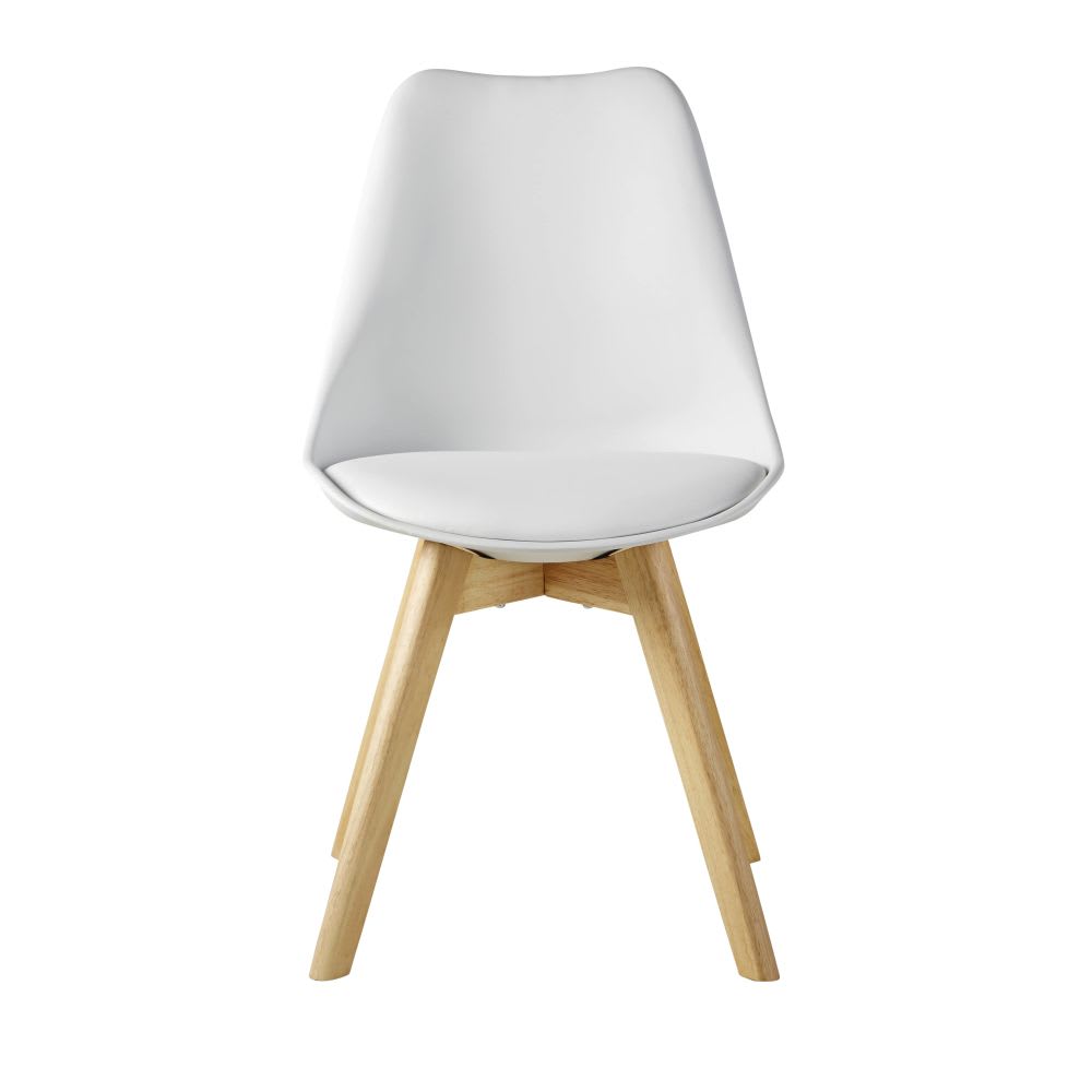 Chaise blanche et pieds en bois d'hévéa — vue 4