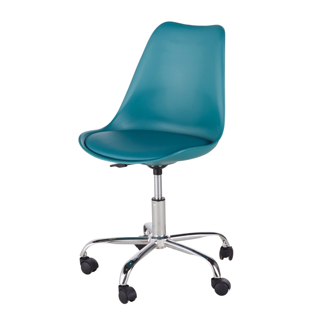 Chaise de bureau enfant réglable à roulettes bleu canard