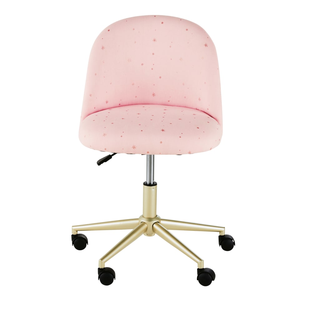 Chaise de bureau enfant réglable à roulettes coloris laiton et rose