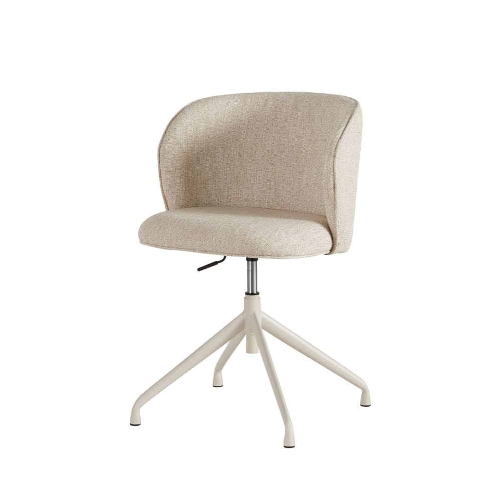 Chaise de bureau pivotante en tissu polyester et lin tramé beige