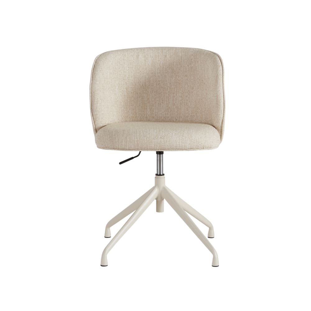 Chaise de bureau pivotante en tissu polyester et lin tramé beige — vue 3