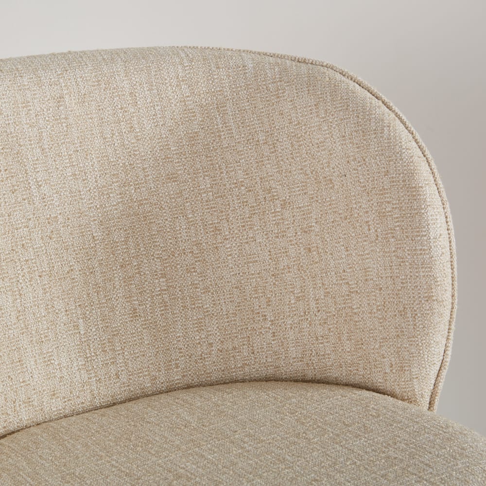 Chaise de bureau pivotante en tissu polyester et lin tramé beige — vue 4