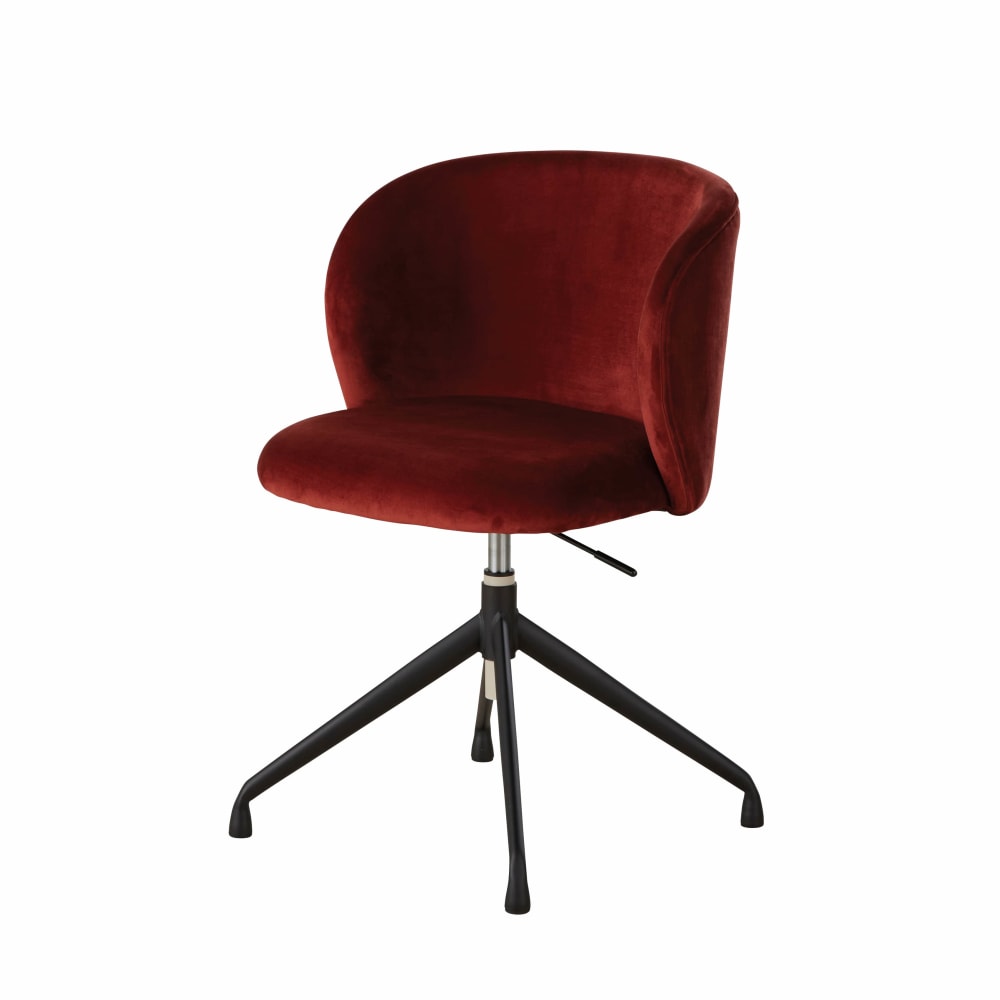 Chaise de bureau pivotante en velours recyclé terracotta