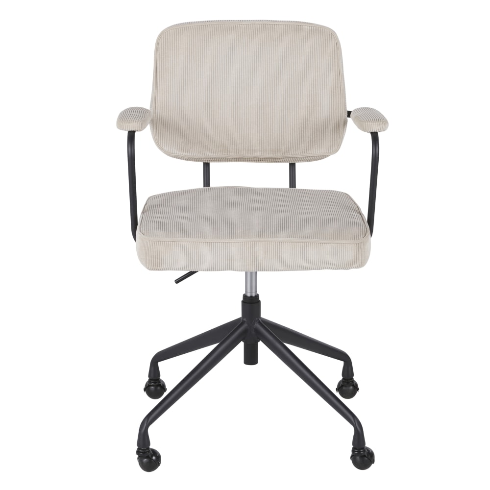 Chaise de bureau réglable à roulettes en velours côtelé beige - Maisons du Monde