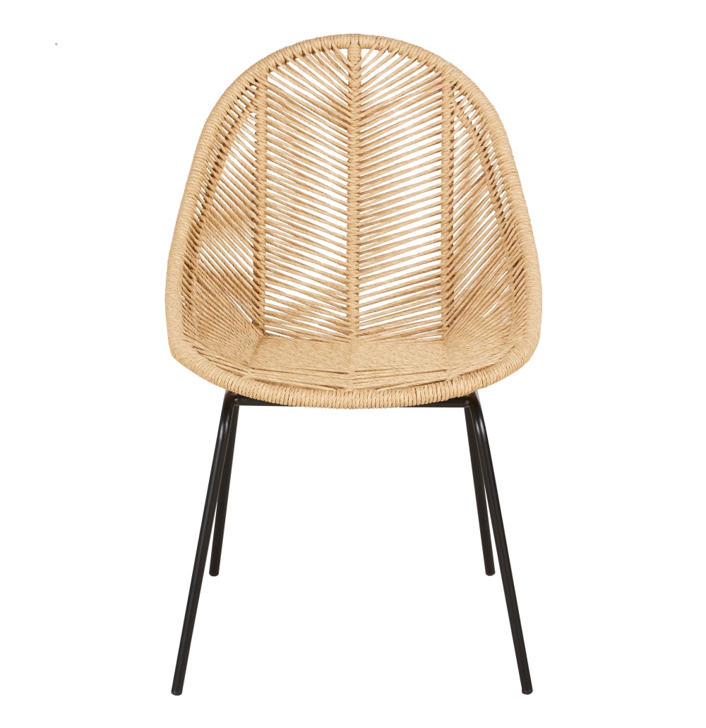 Chaise de jardin en acier noir et résine recyclée beige — vue 3