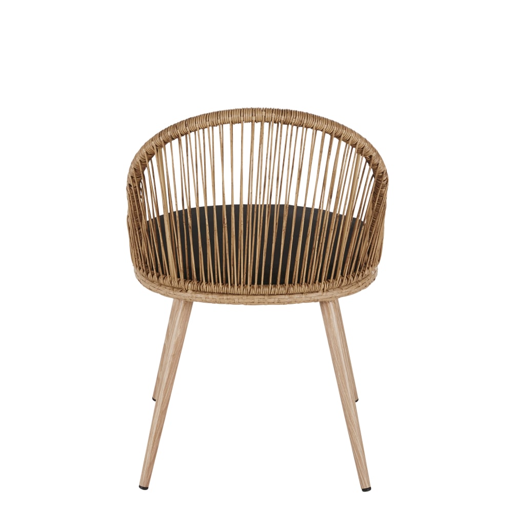 Chaise de jardin en résine tressée recyclée beige et aluminum imitation bois — vue 4