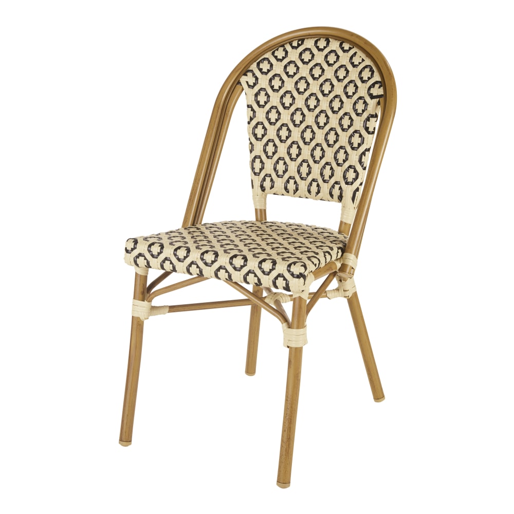 Chaise de jardin professionnelle en résine tressée beige et noire