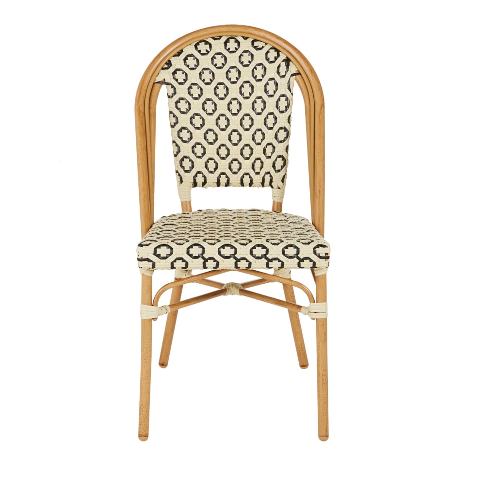 Chaise de jardin professionnelle en résine tressée beige et noire — vue 3