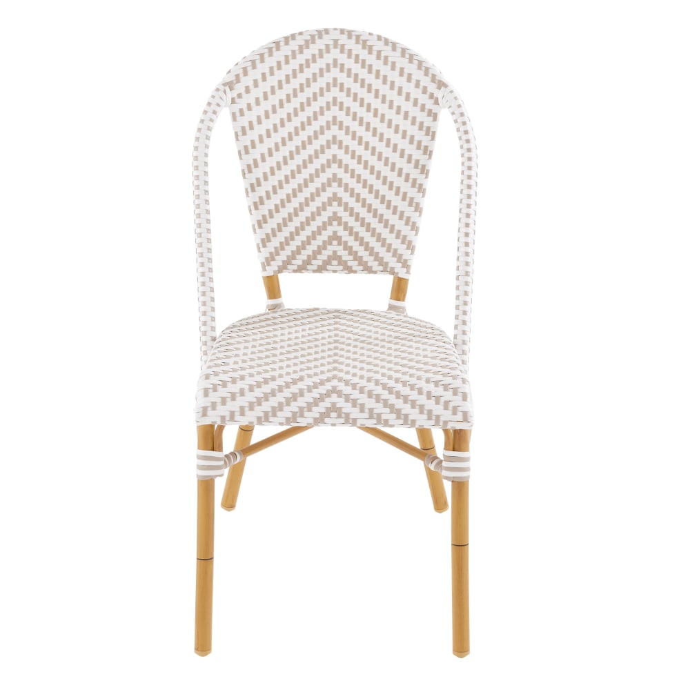 Chaise de jardin professionnelle en résine tressée blanche/beige H88