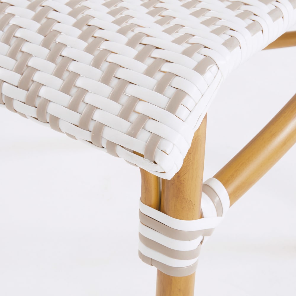 Chaise de jardin professionnelle en résine tressée blanche/beige H88 — vue 4