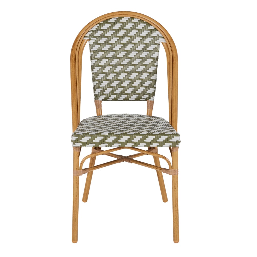 Chaise de jardin professionnelle en résine tressée recyclée blanche et verte