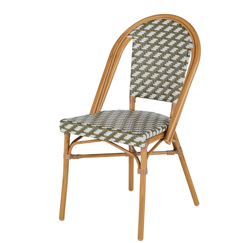 Chaise de jardin professionnelle en résine tressée recyclée blanche et verte