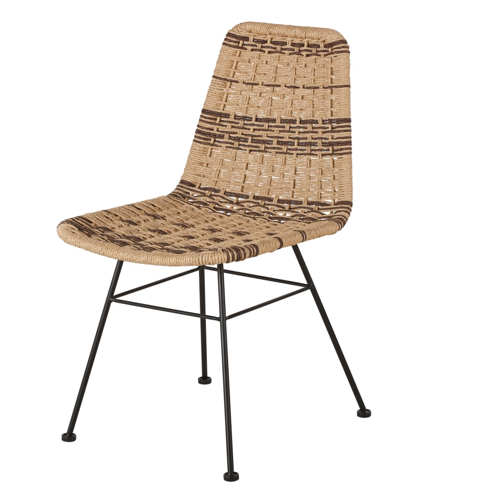 Chaise de restaurant en métal noir et résine recyclée bicolore