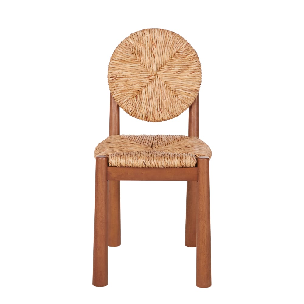 Chaise en bois d'hévéa, frêne et jonc tressé — vue 3