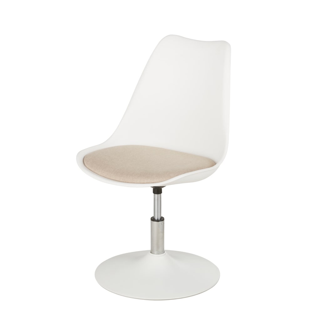 Chaise en métal blanc mat et tissu beige