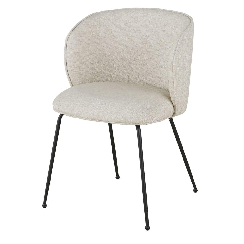 Chaise en polyester recyclé et lin beige et pieds en acier noir — Beyit