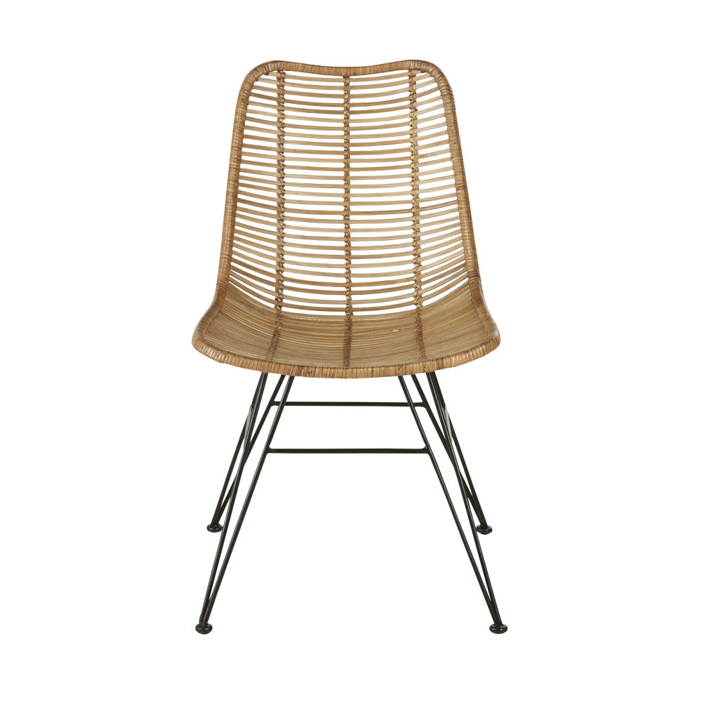 Chaise en rotin et acier noir — vue 3