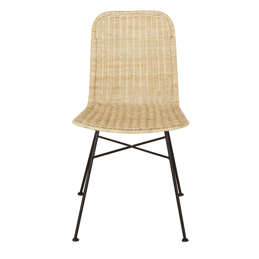 Chaise en rotin et acier noir - Maisons du Monde