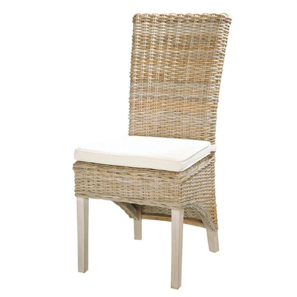 Chaise en rotin et bois de mahogany