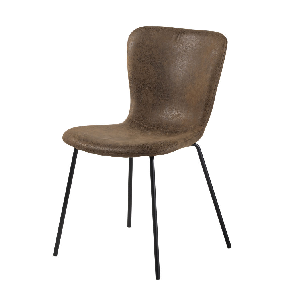 Chaise+en+suedine+marron+effet+vieilli