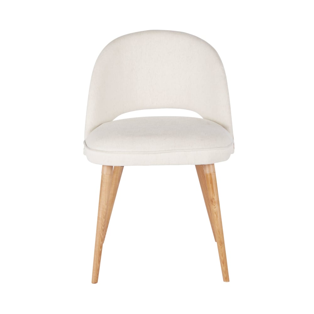 Chaise en tissu polyester et lin beige, jute et pieds en bois de frêne — vue 3