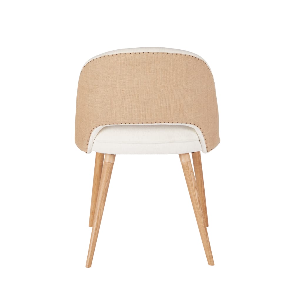 Chaise en tissu polyester et lin beige, jute et pieds en bois de frêne — vue 4