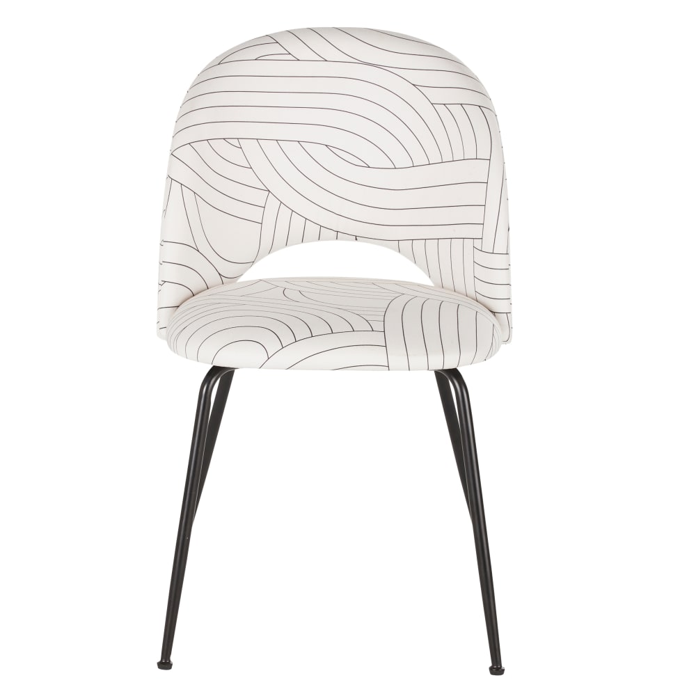 Chaise en tissu recyclé beige motifs géométriques et acier noirs — vue 3