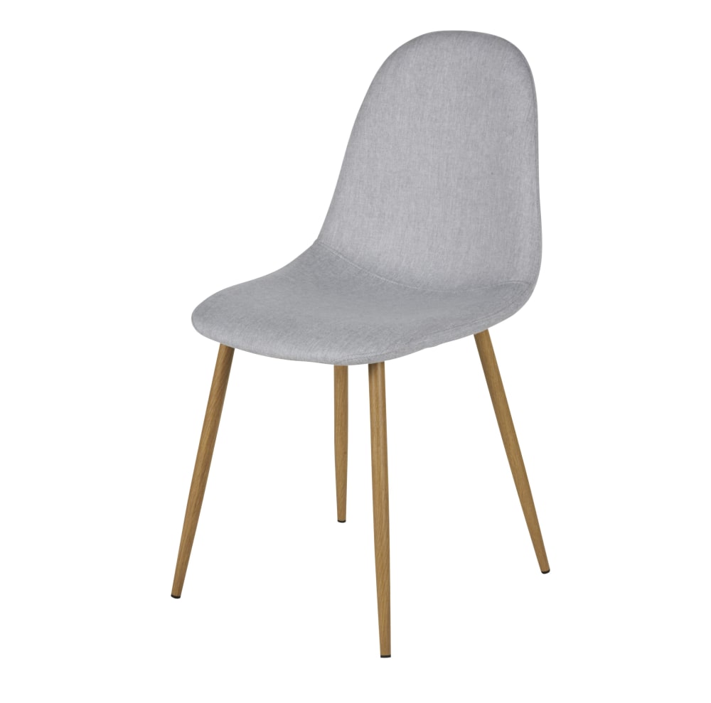 Chaise en tissu recyclé gris clair et pieds en acier imitation chêne — Beyit