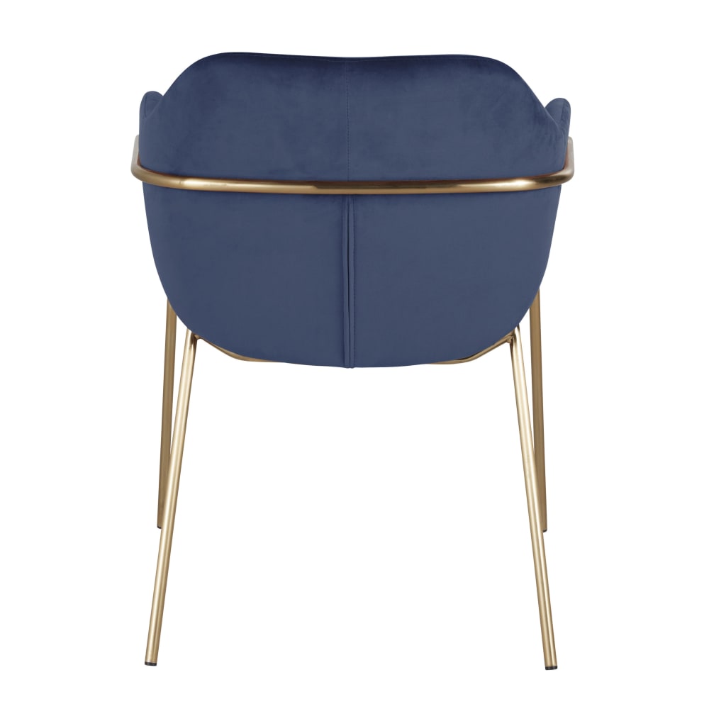 Chaise en velours bleu foncé et acier doré — vue 4