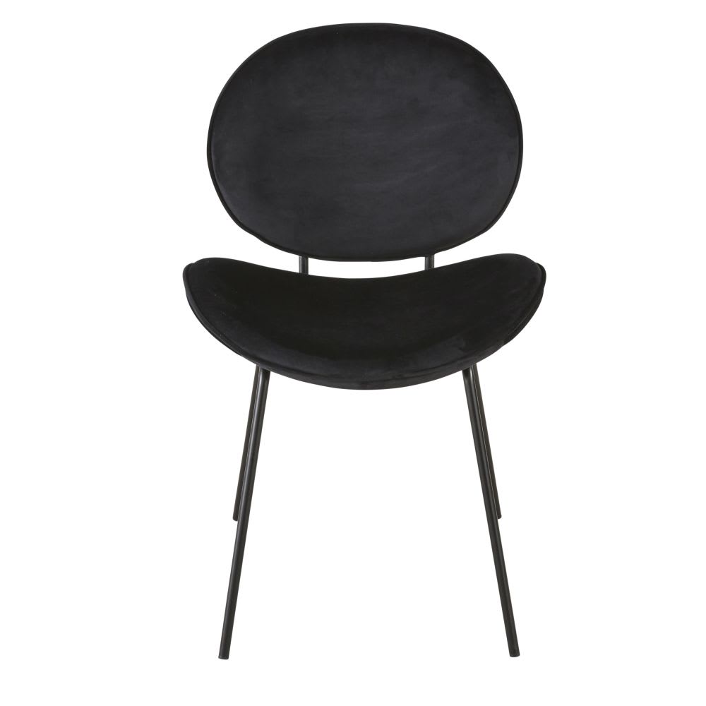 Chaise en velours et acier noirs — vue 3