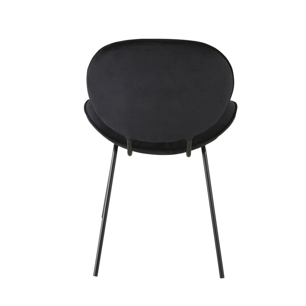 Chaise en velours et acier noirs — vue 4