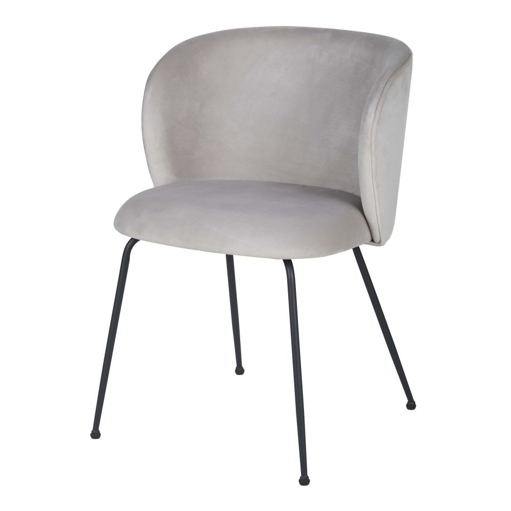 chaise en velours grège - acier