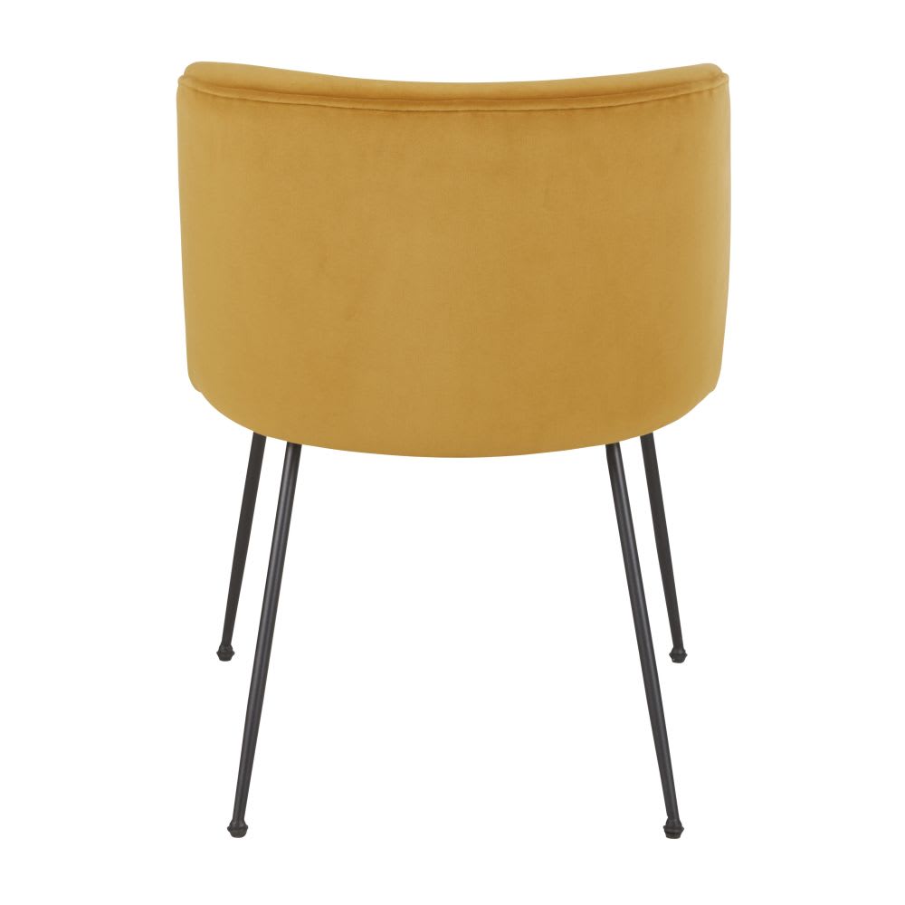 Chaise en velours ocre et acier noir — vue 4