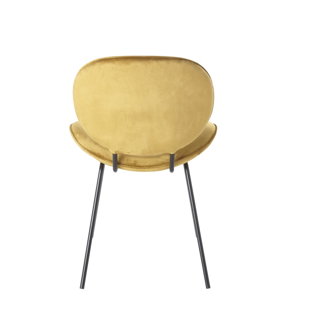 Chaise en velours ocre et acier noir — vue 4