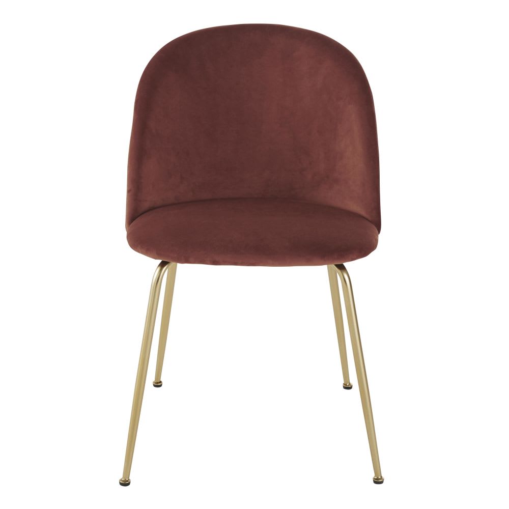 Chaise en velours terracotta — vue 3