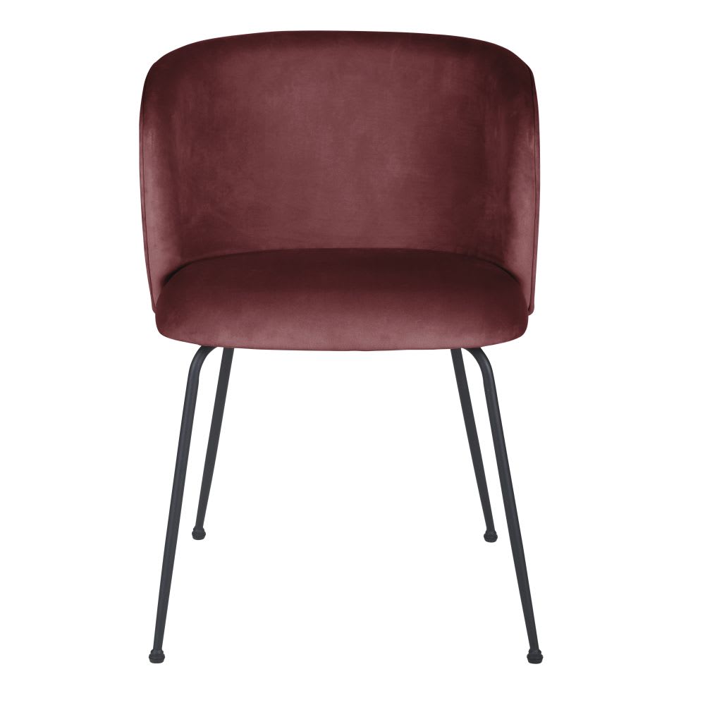 Chaise en velours terracotta et acier noir — vue 3