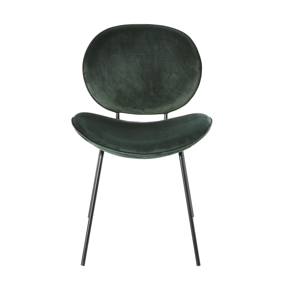 Chaise en velours vert et acier noir — vue 3