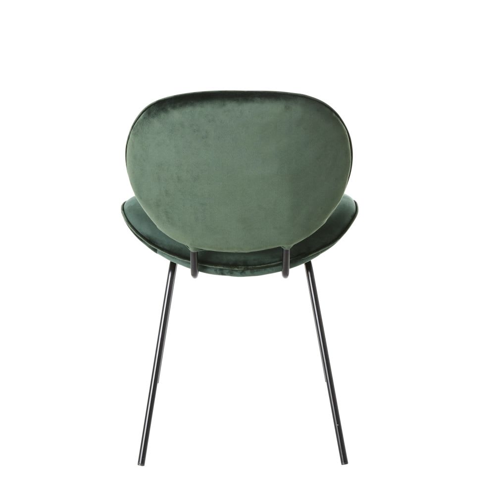 Chaise en velours vert et acier noir — vue 4