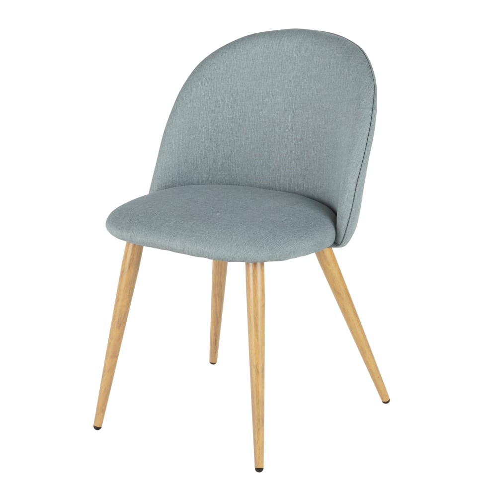 Chaise gris-vert et pieds imitation bois de chêne