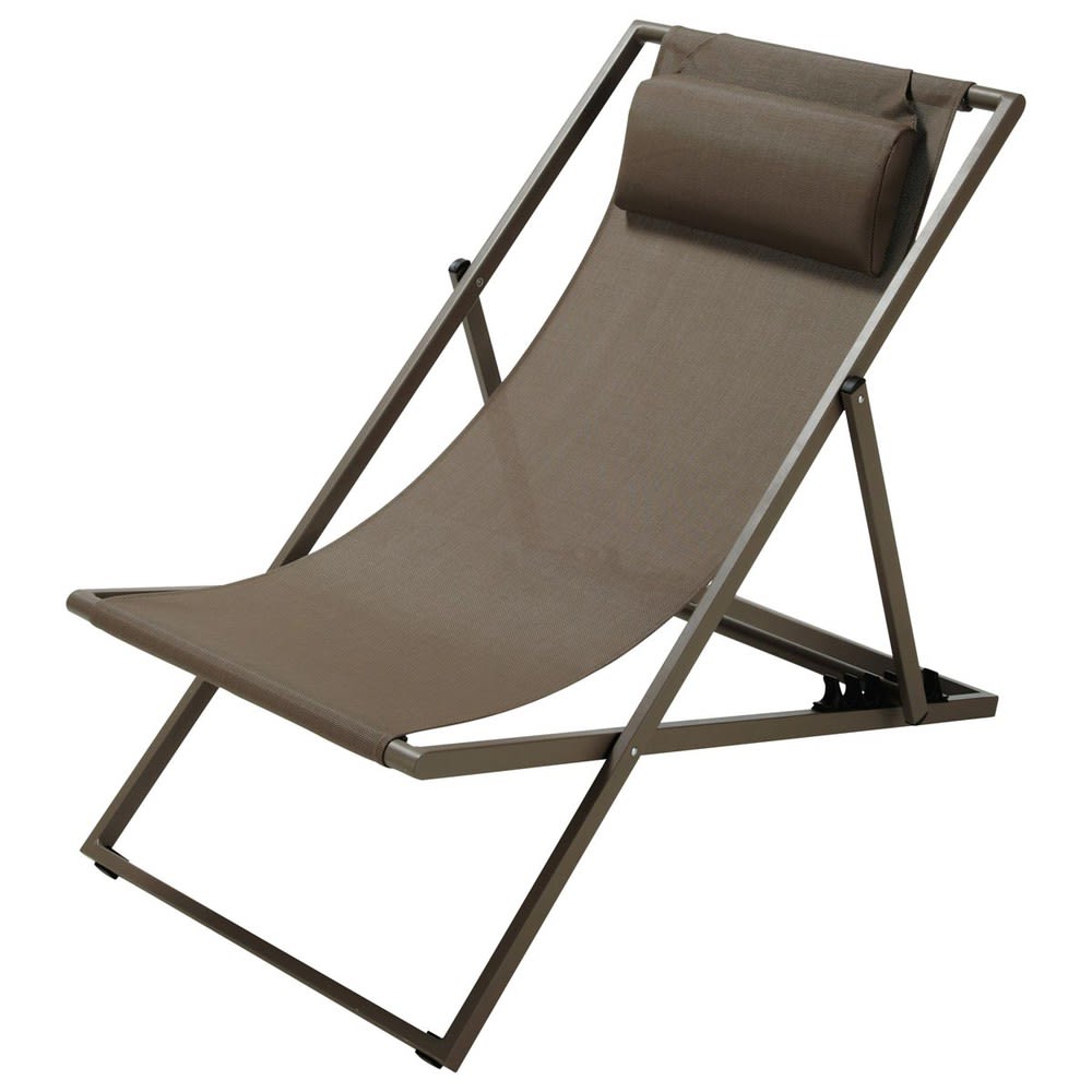 Chaise longue / chilienne pliante en métal taupe
