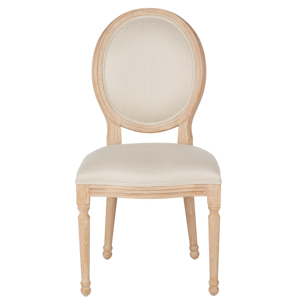 Chaise médaillon en lin beige et bois de frêne gravé - Maisons du Monde